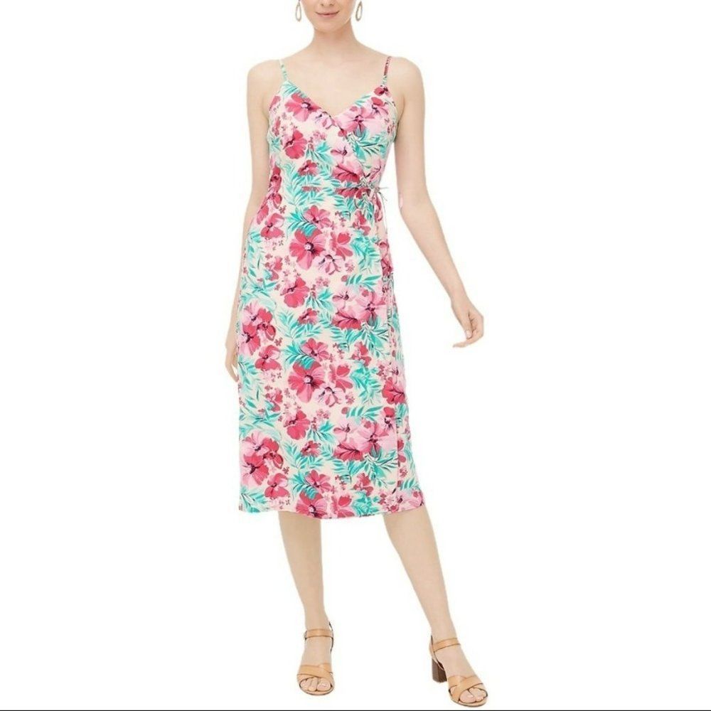 J. Crew Factory Floral Midi Dress - Pink and Green